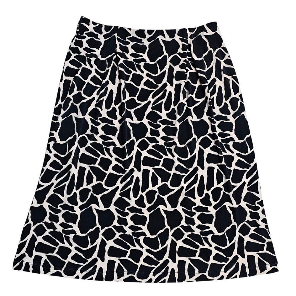 90's/Y2K Giraffe Print Animal Print Midi Skirt Knit Stretch Flowy A-line Office